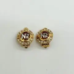 NINA RICCI イヤリング ロゴ ゴールド ストーン — image 1