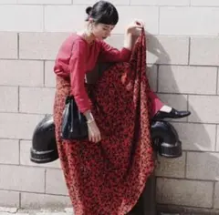 【CLANE】　DOT FLOWER CIRCULAR SKIRT — image 1