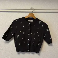 COCO DEAL 刺繍ニットカーディガン チャコール — image 1