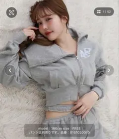 セーラーカラーロゴスウェット グレー フード ジャケット nice claup — image 1