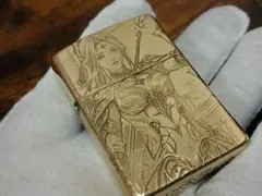 新品 ZORRO 女戦士の両面彫刻加工 オイルライター 真鍮製 喫煙グッズ — image 1