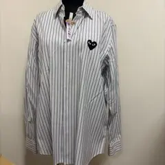 【S】PLAY COMME des GARCONS ロゴパッチ　ストライプシャツ — image 1