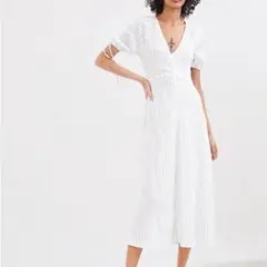 ZARA ストライプ Vネック ロングワンピース — image 1