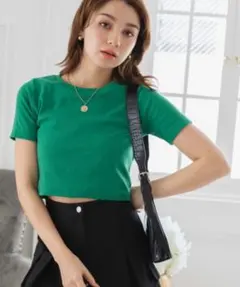 WEGO クロップド丈 半袖Tシャツ グリーン — image 1