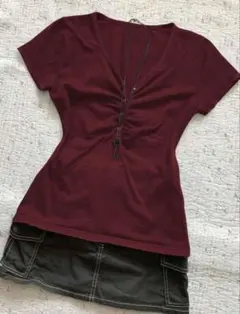 【即日配送可】SHEIN INAWLY半袖Tシャツ バーガンディ スリムフィット — image 1