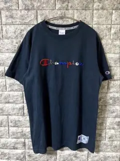 Champion チャンピオン スクリプトロゴ刺繍 Tシャツ ネイビー — image 1