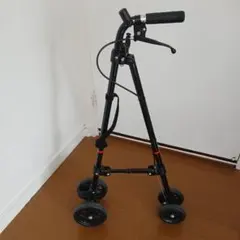 フジホーム ハンドレールステッキ ブラック車輪付きステッキ — image 1