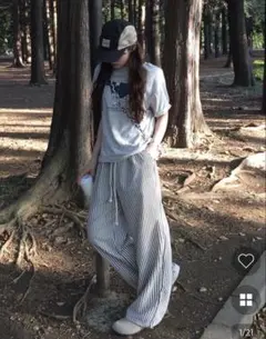 nugu. ストライプ カジュアル ワイドパンツ フリーサイズ — image 1