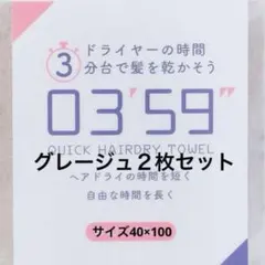 0359クイックヘアドライタオル /グレージュ2枚セット本多タオル — image 1