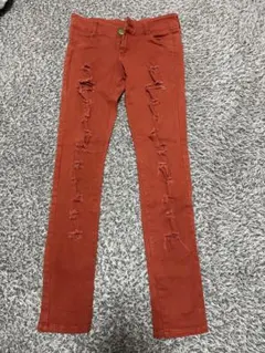 オレンジ ダメージ加工 スキニーパンツ — image 1