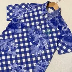 CUTTER & BUCK ギンガムチェック 花柄ゴルフボタンダウンシャツ☆美品 — image 1