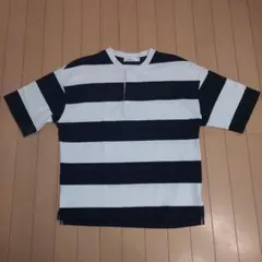 niko and... 黒×白ボーダー柄 半袖Tシャツ 綿100% Lサイズ — image 1