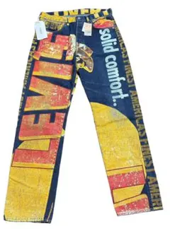 リバイス ヴィンテージクロージング バナープリント デニムパンツ W36 L36 — image 1