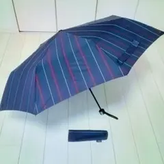 ワールドパーティー／Wpc. 折りたたみ傘 晴雨兼用 紺 ストライプ 65cm — image 1
