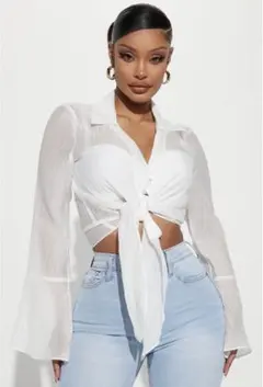 Fashion Nova クロップドブラウストップ ホワイト — image 1