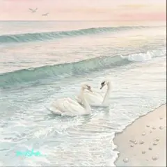 【梅雨限定企画｜鑑定書付き】寄せる光、ふたり｜水彩原画 15×15cm — image 1