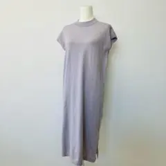 【a0617】セゾンドパピヨン 美品 半袖ワンピース パープル M 無地 — image 1