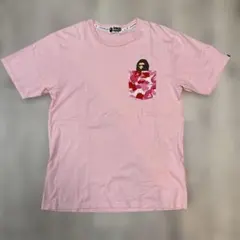 A BATHING APE カモフラポケット Tシャツ ピンク XL — image 1