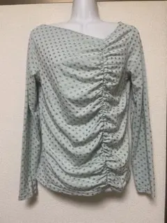 NICE CLAUP ドット柄 シャーリング 長袖カットソー — image 1