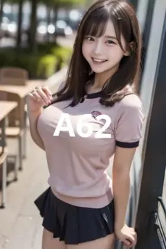 ポートレート写真素材 ピンクのトップスとミニスカートA4ポスター — image 1