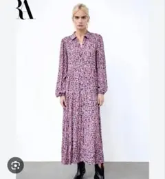 お値下げ！ZARA　花柄 ロングシャツワンピース — image 1
