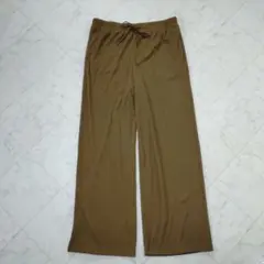 GU ジーユー リブプルオンパンツ ワイドパンツ カーキ XL — image 1