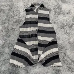 【YURYO】チュニック（M-L）ノースリーブ 黒 シースルー 立ち襟 — image 1