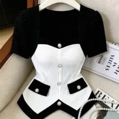 ワンホン ギャル キャバ リブニット トップス — image 1