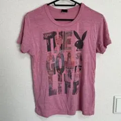PLAYBOY グラフィックプリント Tシャツ 半袖 ピンク — image 1