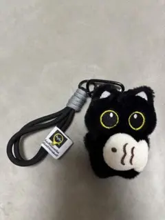 【新品】黒猫ぬいぐるみ　魚付き　ストラップ付き　キーホルダー — image 1