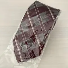COMME CA DU MODE ネクタイ ボルドー×グレー チェック 絹100 — image 1