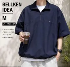 【BELLKEN IDEA】ハーフジップ半袖プルオーバーM紺BONBON 韓国系 — image 1