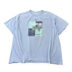 Tシャツ　カリビアン　プリント　ビッグシルエット　ブルー　古着　8e — image 1
