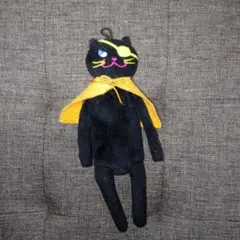 KALDI　黒猫 ぬいぐるみ マスコット 眼帯 マント付き　カルディ — image 1