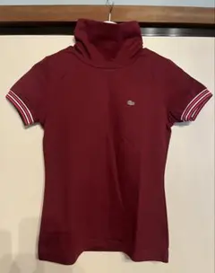LACOSTE ハイネック 半袖 カットソー ボルドー　サイズ38 タグ付き新品 — image 1