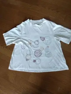 OHLALA 刺繍デザイン 半袖Tシャツ ホワイト — image 1