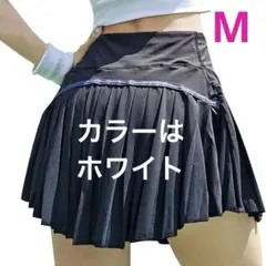 テニス スコート スカート プリーツ ミニスカー ホワイト 両ポケットあり M — image 1