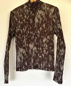 ブラウングレープリーツ長袖トップス — image 1