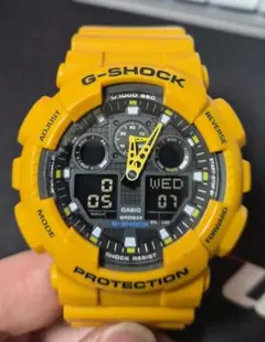 新品電池交換済　CASIO カシオ G-SHOCK GA-100A　イエロー — image 1