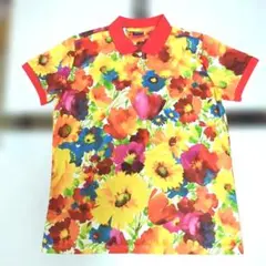 CLUNK 花柄 マルチカラーフラワー柄ポロシャツ Lサイズ — image 1