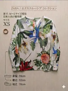 【美品】ZARA ボタニカル柄 ブラウス XS（M〜L相当）ゆったりシルエット — image 1