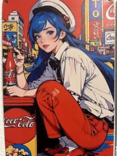 Coca-Cola コカ・コーラ ブリキ看板 レトロ アニメ調 — image 1