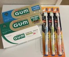 新品 GUM 歯磨き粉3本 Doクリア歯ブラシ3本 高濃度フッ素 6点 — image 1