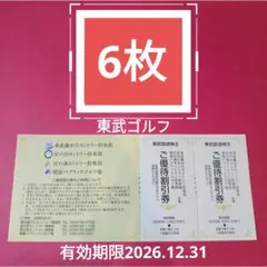 【6枚】東武鉄道 ゴルフ割引券 優待券 6名分 2026年12月末まで — image 1