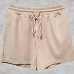 インポート【М】リブ ショートパンツ ベージュ ルームウェア ウエストゴム　夏 — image 1