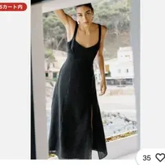 ZARA リネン100% ストラップ ロングワンピース — image 1