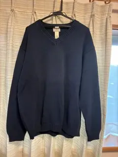 L.L.Bean Vネック コットンニット ネイビー XL — image 1