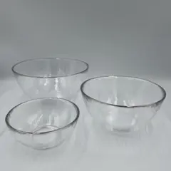 【LAZY SUSAN】 レイジースーザン ガラスボウル 3個セット 銀縁 — image 1