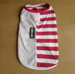 【新品未使用】犬服　Mサイズ レッド ボーダー柄 — image 1