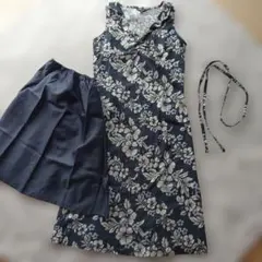 花柄ノースリーブワンピース Mサイズ ネイビー系 — image 1